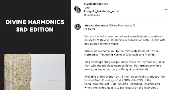 Kuniyuki Takahashi – Divine Harmonics 3 Live at Cosmic Arts – 11.13.23 |  Motion FM Worldwide